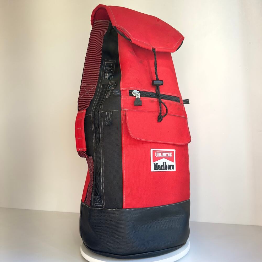 Marlboro Red Black Drawstring Backpack Rucksack Shoulder Straps